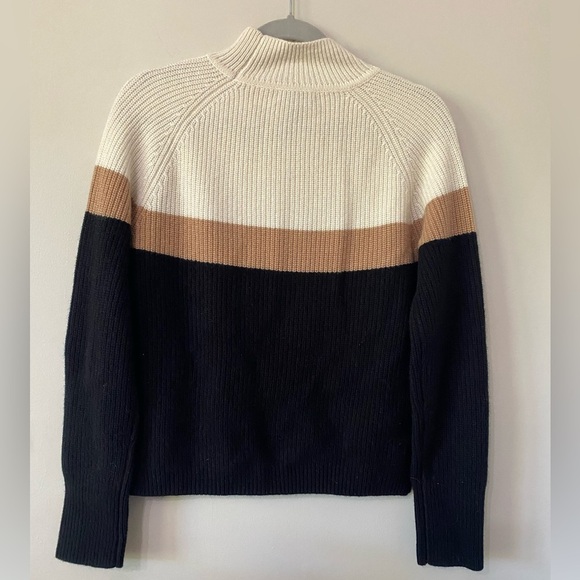 AQUA Cashmere Color Block Chevron Pull Over Turtleneck Sweater - Picture 3 of 7